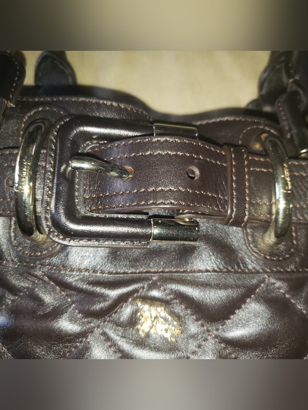 Burberry Prorsum Brown Quilted Leather Gold Hardware Compartments Medium Handbag